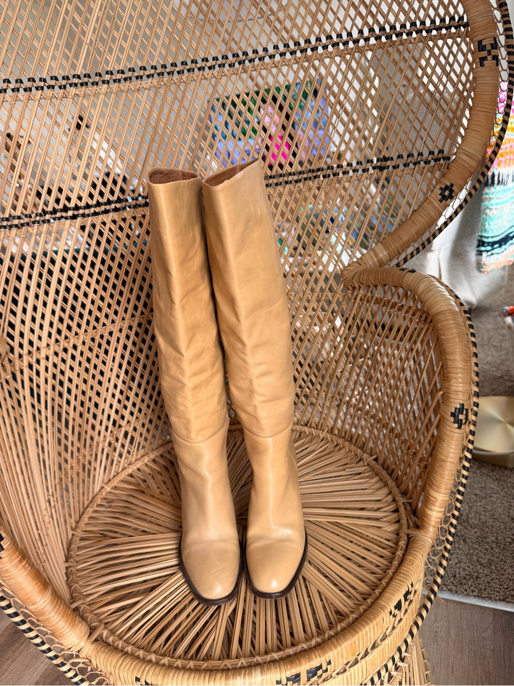 Free People Tall Leather Heeled Boots in Tan - Picture 3 of 7